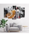 Canvas print for bedroom 5 parts - Geisha with fan | FEEBY