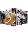 Canvas print for bedroom 5 parts - Geisha with fan | FEEBY