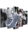 Canvas print for bedroom 5 parts - Geisha with fan | FEEBY