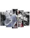 Canvas print for bedroom 5 parts - Geisha with fan | FEEBY