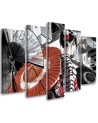 Canvas print for bedroom 5 parts - Geisha with fan | FEEBY