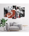 Canvas print for bedroom 5 parts - Geisha with fan | FEEBY