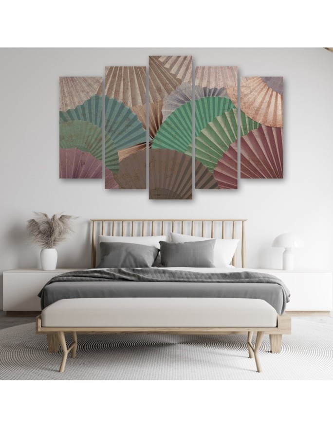 Canvas print for living room 5-part - Orient fans | FEEBY