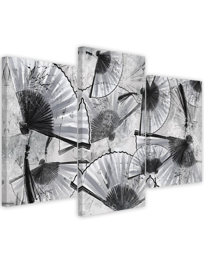 Living room triptych - Japanese fans | FEEBY