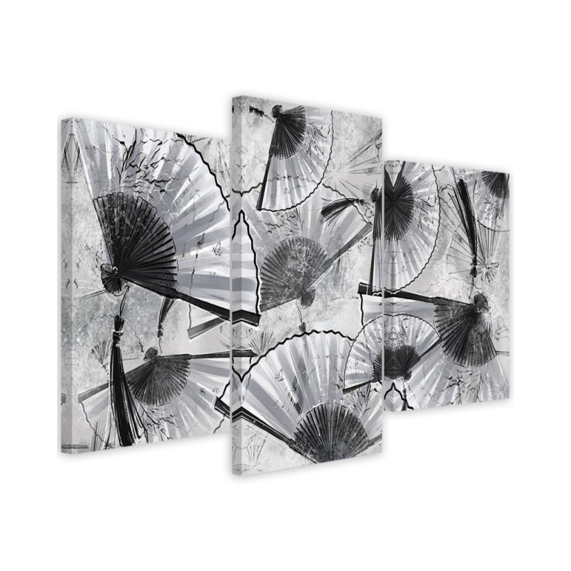 Living room triptych - Japanese fans | FEEBY