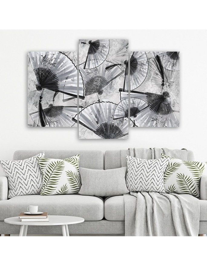 Living room triptych - Japanese fans | FEEBY