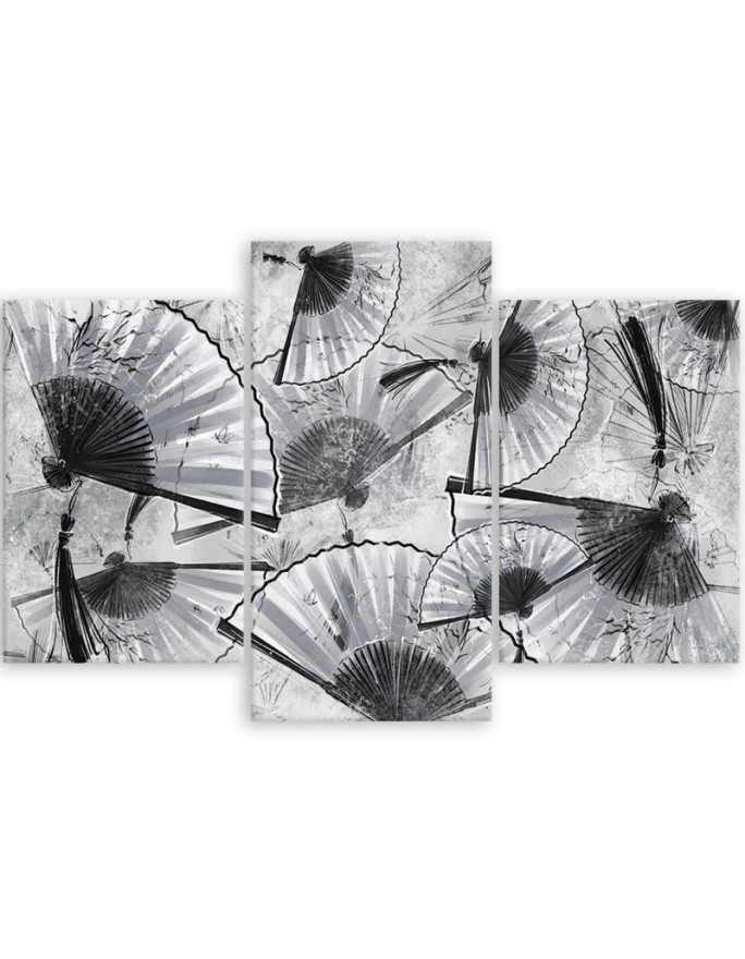 Living room triptych - Japanese fans | FEEBY