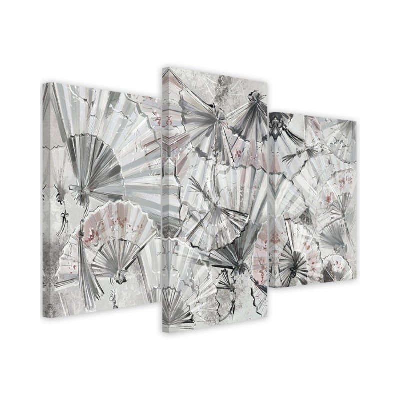 Living room wall painting 3-panel - Japanese fans | FEEBY