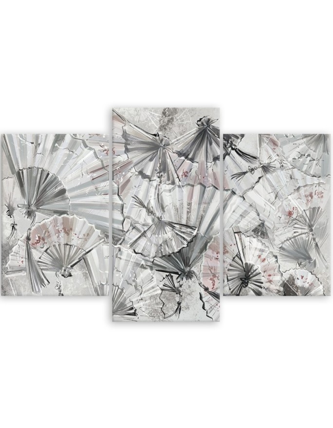 Living room wall painting 3-panel - Japanese fans | FEEBY