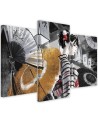 Bedroom triptych painting - Geisha with fan | FEEBY
