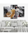 Bedroom triptych painting - Geisha with fan | FEEBY