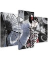 Bedroom triptych painting - Geisha with fan | FEEBY
