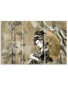 Canvas print for bedroom triptych - Geisha and bamboos | FEEBY