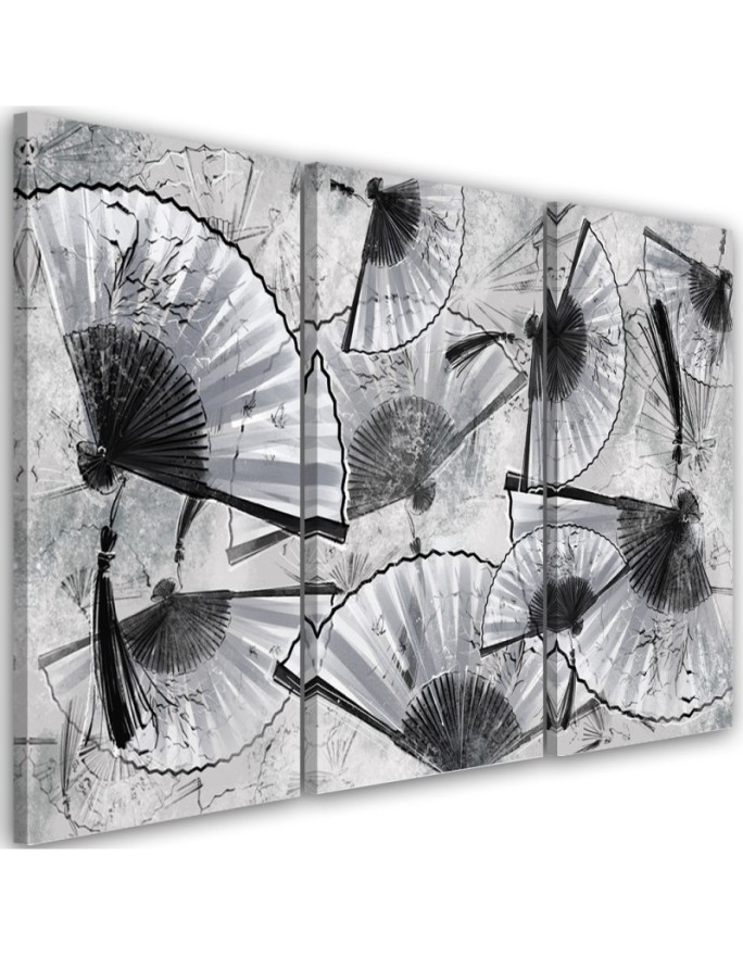 Living room triptych - Japanese fans | FEEBY
