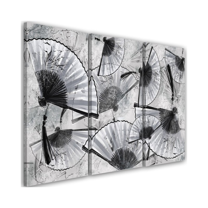 Living room triptych - Japanese fans | FEEBY