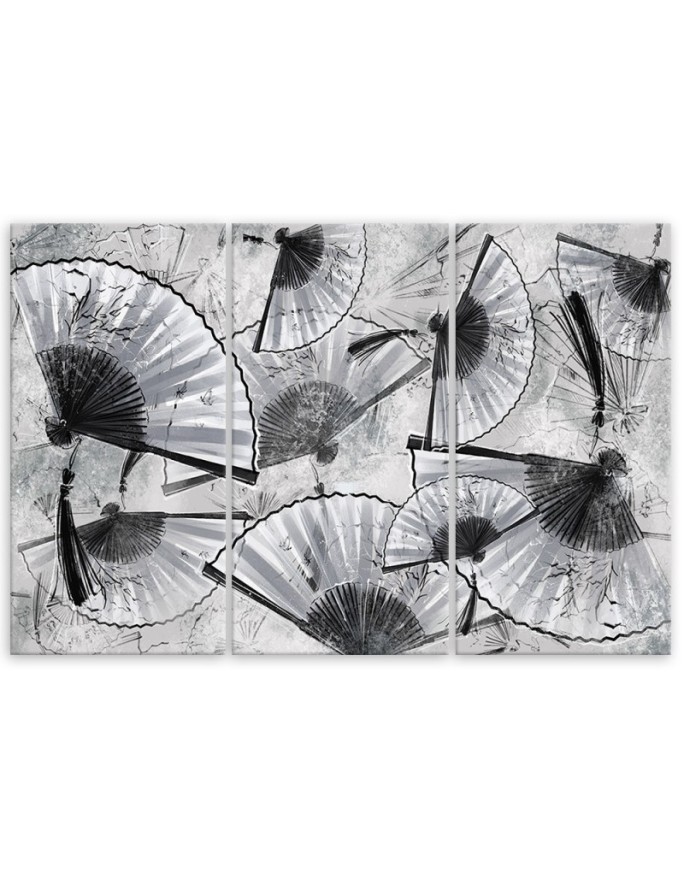 Living room triptych - Japanese fans | FEEBY