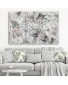 Living room wall painting 3-panel - Japanese fans | FEEBY