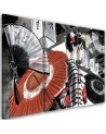 Canvas print for bedroom triptych - Geisha with fan | FEEBY