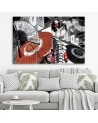 Canvas print for bedroom triptych - Geisha with fan | FEEBY