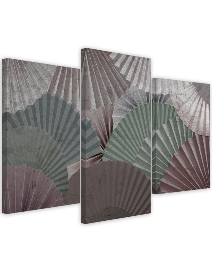 Modern paintings for living room triptych - Colourful fans | FEEBY