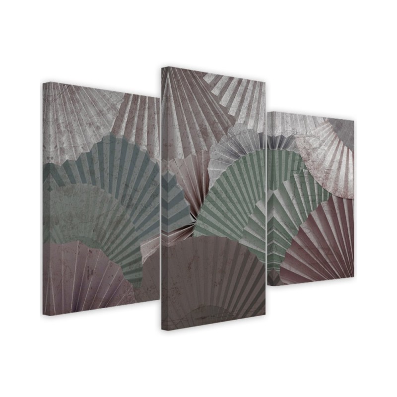Modern paintings for living room triptych - Colourful fans | FEEBY