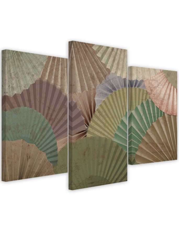 Stylish paintings for the study triptych - Japanese fans | FEEBY