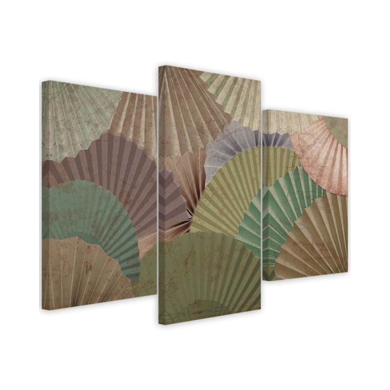 Stylish paintings for the study triptych - Japanese fans | FEEBY
