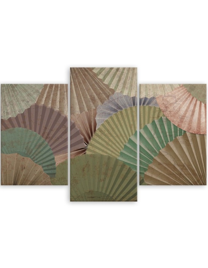 Stylish paintings for the study triptych - Japanese fans | FEEBY