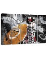 Canvas print for bedroom 5 parts - Geisha with fan | FEEBY