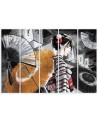 Canvas print for bedroom 5 parts - Geisha with fan | FEEBY