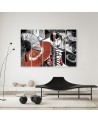 Canvas print for bedroom 5 parts - Geisha with fan | FEEBY