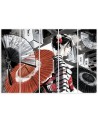 Canvas print for bedroom 5 parts - Geisha with fan | FEEBY