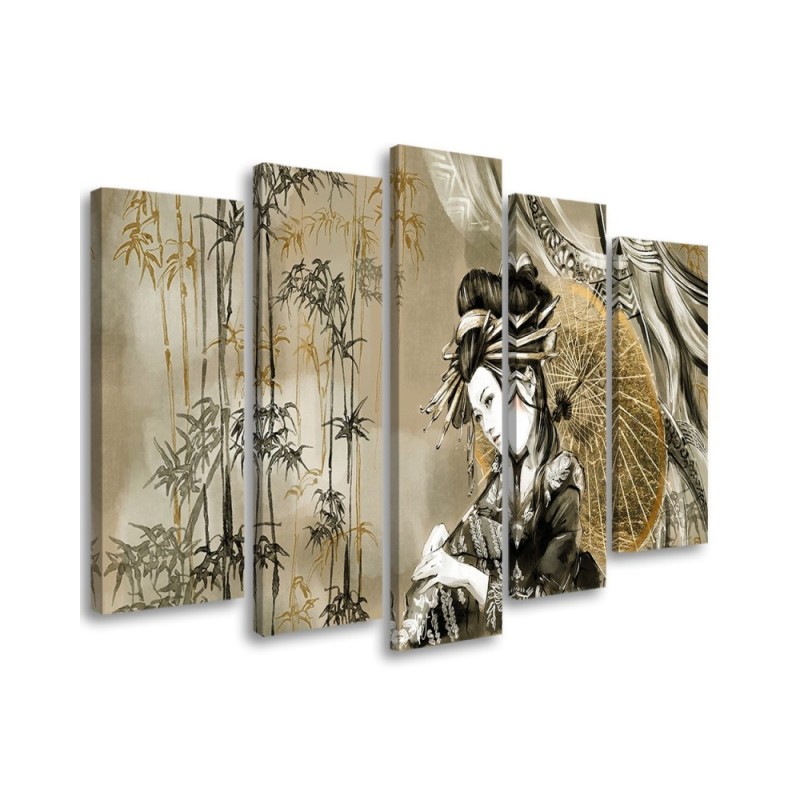 Five-part picture - Geisha and bamboos | FEEBY
