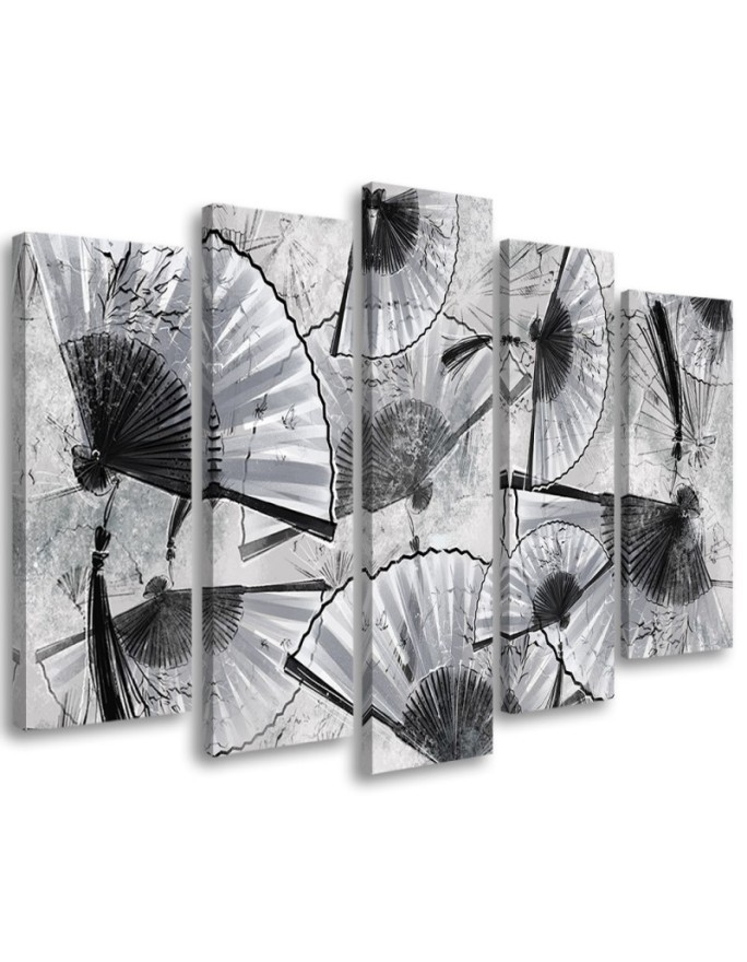 Canvas print for office 5-part - Japanese fans | FEEBY