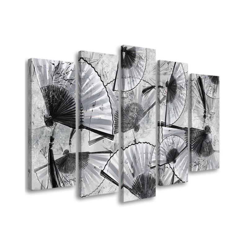 Canvas print for office 5-part - Japanese fans | FEEBY