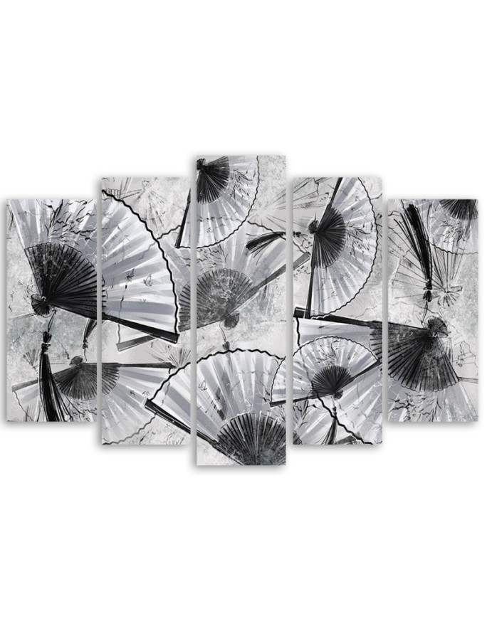 Canvas print for office 5-part - Japanese fans | FEEBY