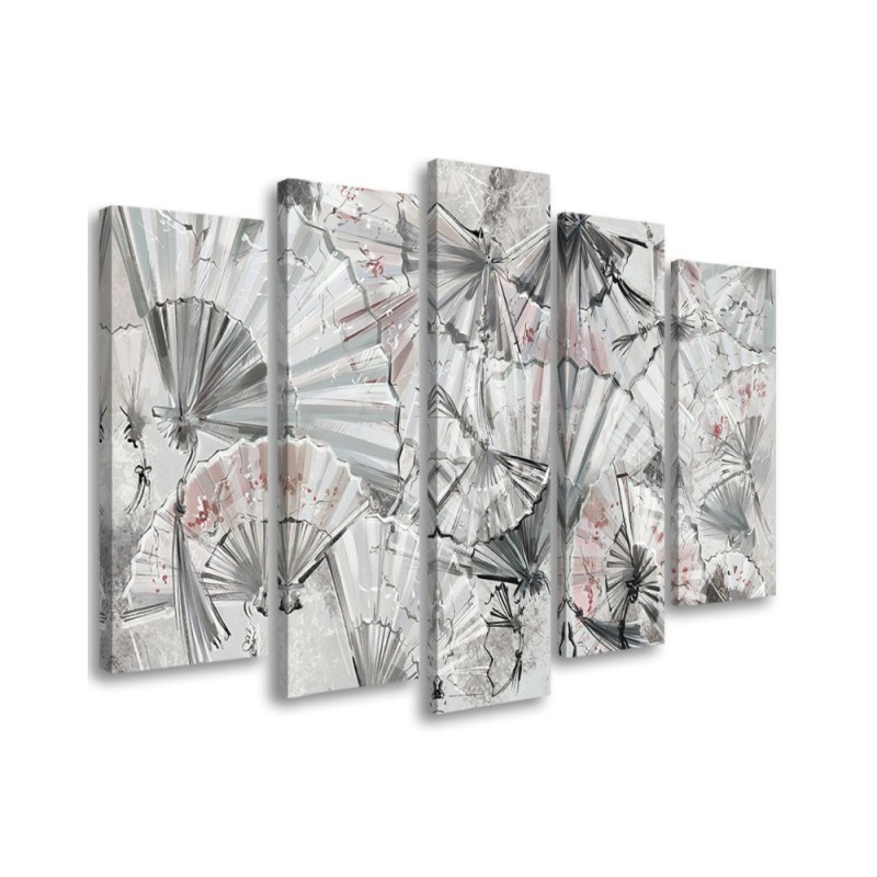 Canvas print 5-part painting for living room - Japanese fans | FEEBY