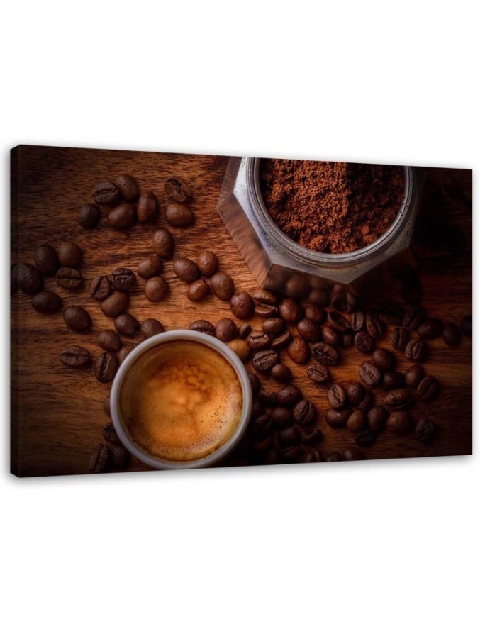 Canvas painting for the kitchen - Coffee cup and beans | FEEBY