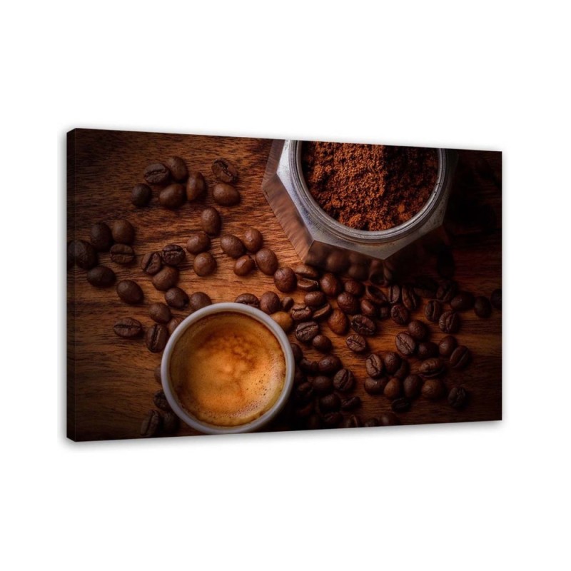 Canvas painting for the kitchen - Coffee cup and beans | FEEBY