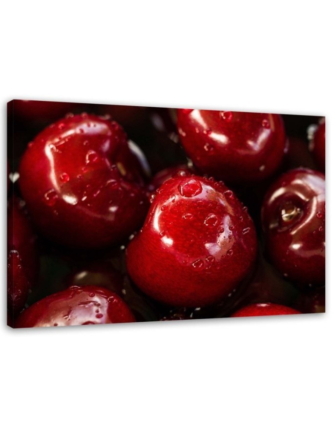 Canvas prints for modern kitchen - Water drop cherries | FEEBY