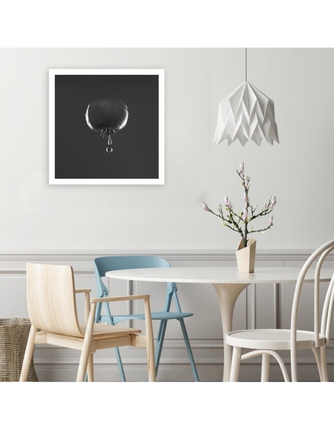 Canvas prints decoration for kitchen - Tomato and water drops black and white | FEEBY