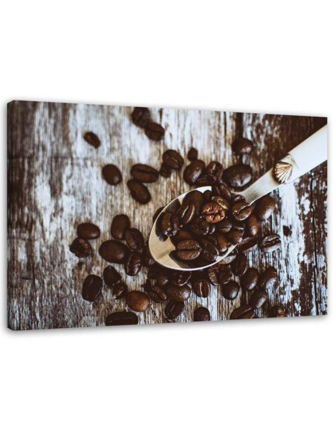 Canvas painting - Coffee beans on a bar spoon | FEEBY