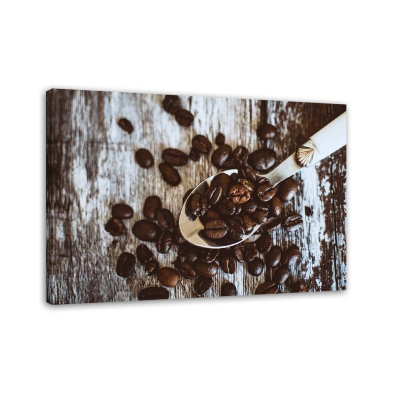 Canvas painting - Coffee beans on a bar spoon | FEEBY