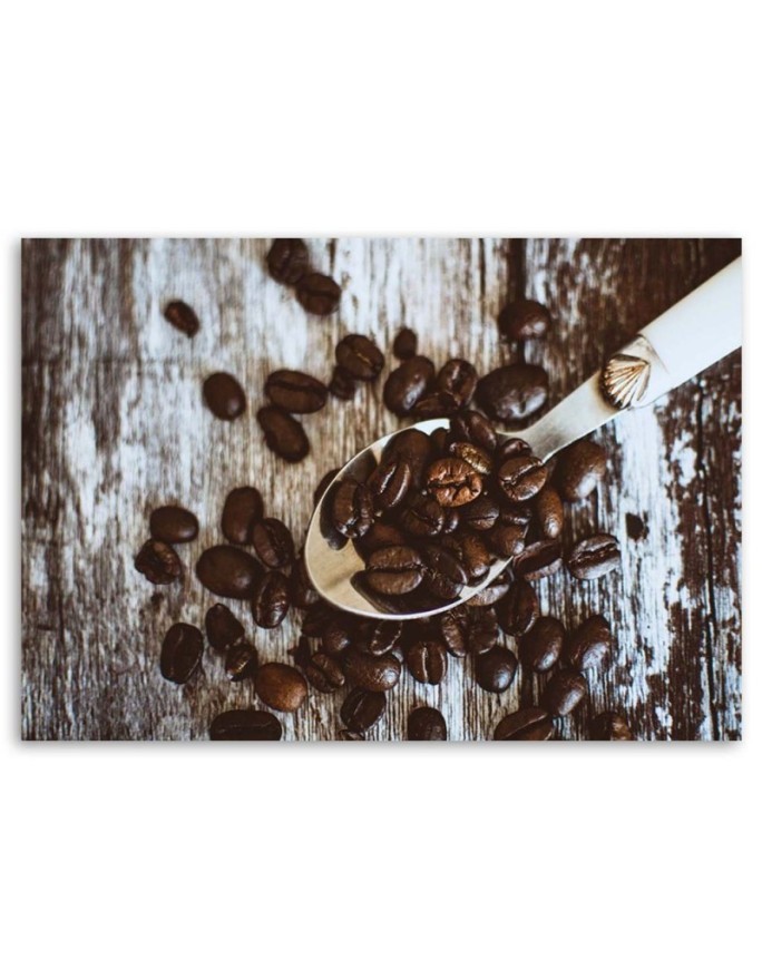 Canvas painting - Coffee beans on a bar spoon | FEEBY