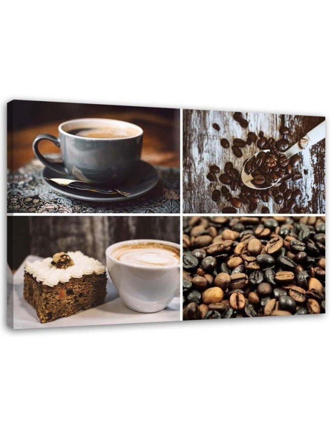 Elegant Canvas painting for the kitchen - Coffee beans and cake | FEEBY