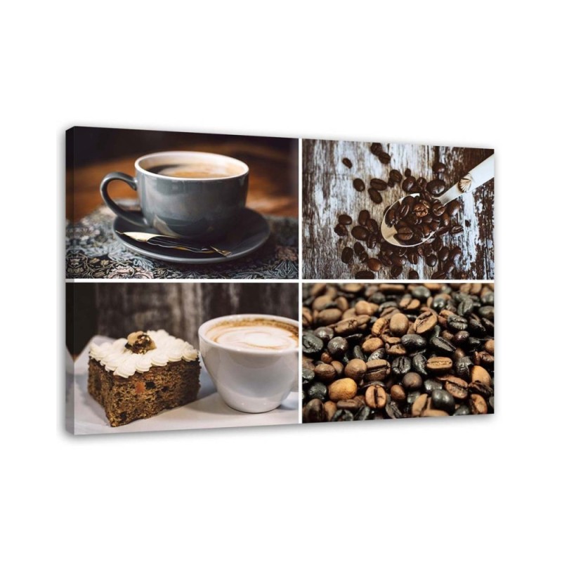 Elegant Canvas painting for the kitchen - Coffee beans and cake | FEEBY