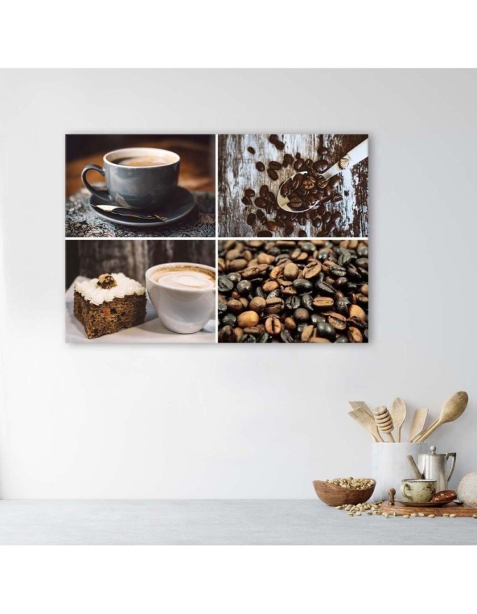 Elegant Canvas painting for the kitchen - Coffee beans and cake | FEEBY