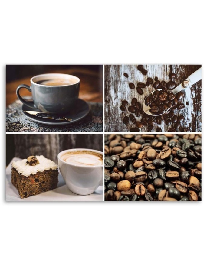 Elegant Canvas painting for the kitchen - Coffee beans and cake | FEEBY