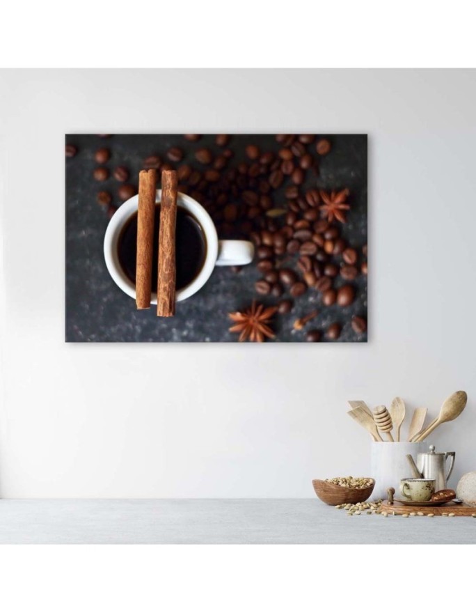 Canvas painting for the kitchen - Cinnamon coffee cup | FEEBY