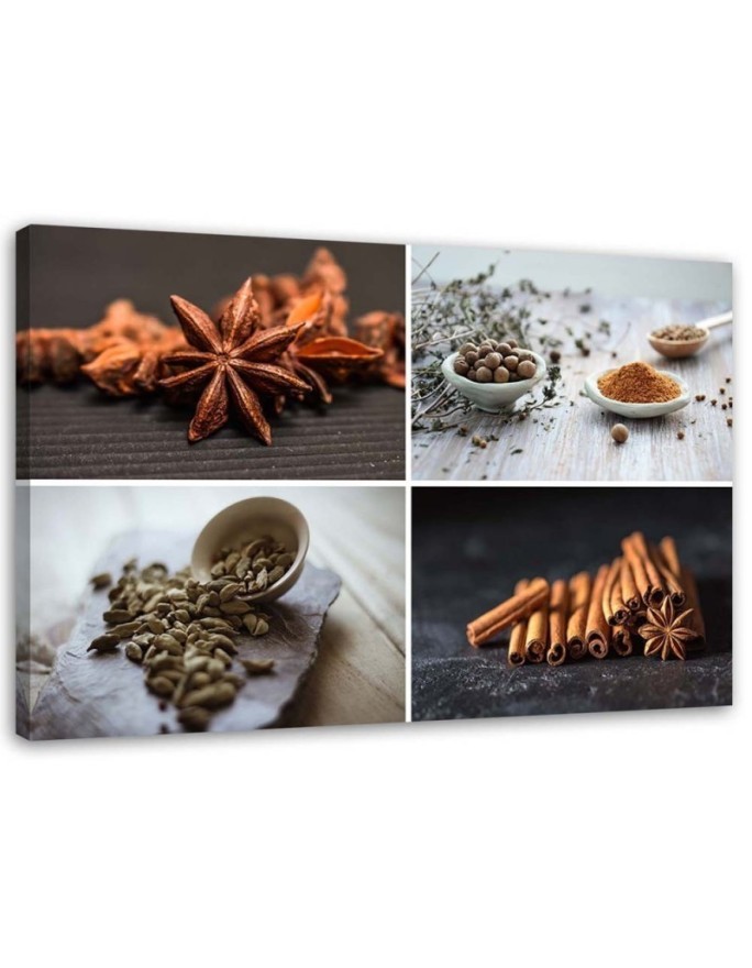 Wall art painting - Cinnamon cardamom spice collage | FEEBY